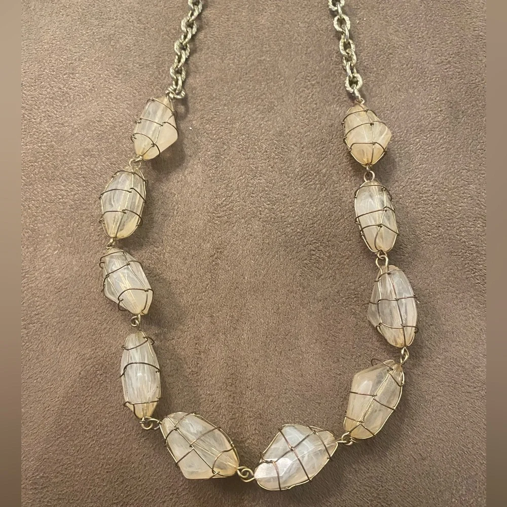 Gold Necklace with Stones and Wrap Detail